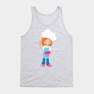 Baking, Baker, Pastry Chef, Cute Girl, Orange Hair Tank Top